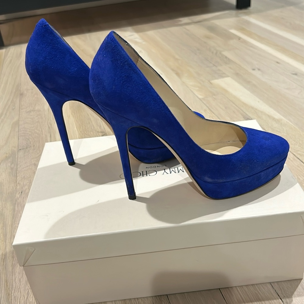 Electric blue Jimmy Choo suede pumps